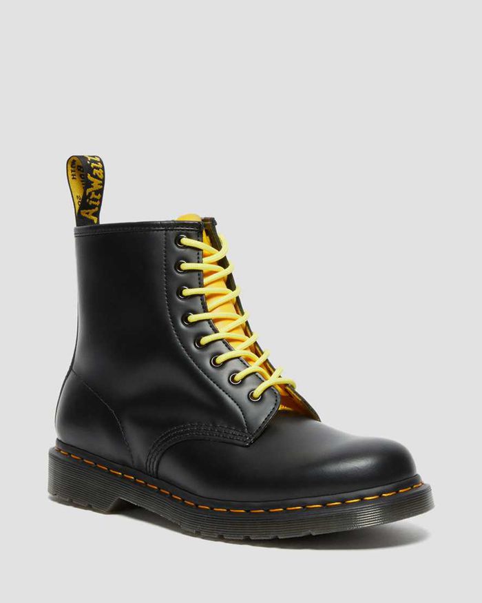 Dr Martens Vintersko Dame Svart 1460 Contrast Smooth Læder Lace Up 8315GSNYE